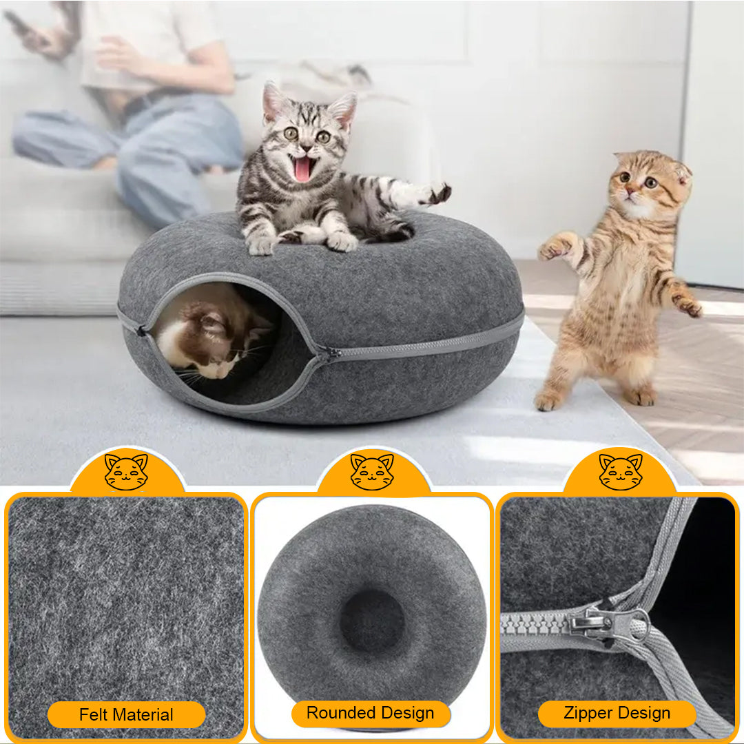 PurrNest - Cat Donut Bed & Tunnel